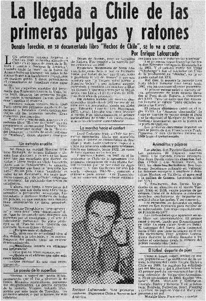La llegada a Chile de las primeras pulgas y ratones  [artículo] Enrique Lafourcade.