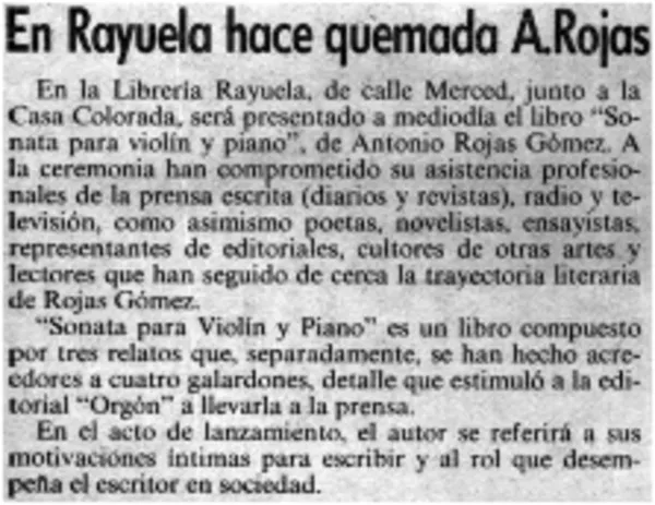 En rayuela hace quemada A. Rojas.  [artículo]
