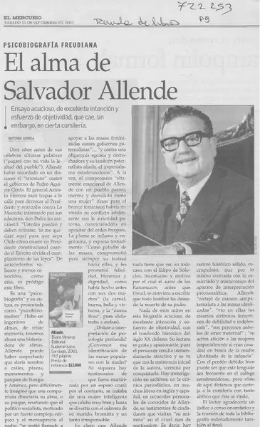 El alma de Salvador Allende  [artículo] Antonio Avaria.