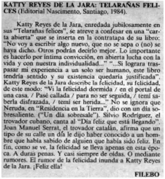 Katty Reyes de la Jara: telarañas felices.  [artículo]