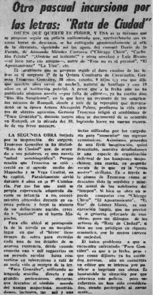 Otro pascual incursiona por las letras: "Rata de ciudad".  [artículo]