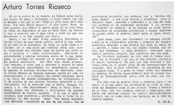 Arturo Torres Rioseco  [artículo] Hernán del Solar.