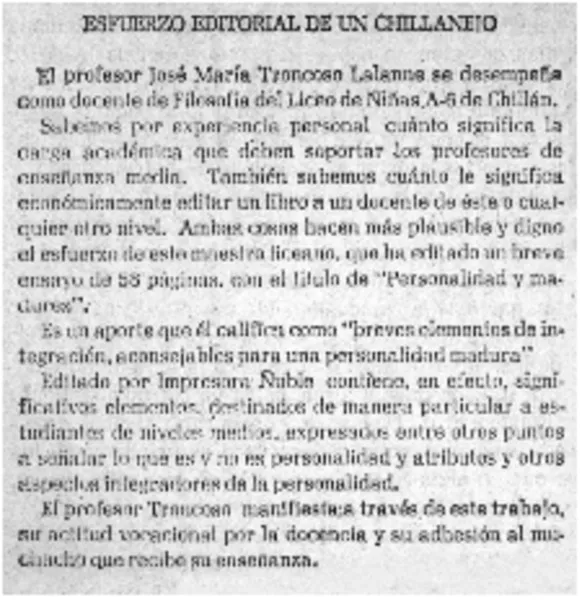 Esfuerzo editorial de un chillanejo  [artículo] Carlos René Ibacache.