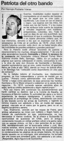 Patriota del otro bando  [artículo] Hernán Poblete Varas.