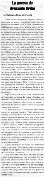 La poesía de Armando Uribe  [artículo] Welligton Rojas Valdebenito.