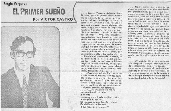 El primer sueño  [artículo] Víctor Castro.