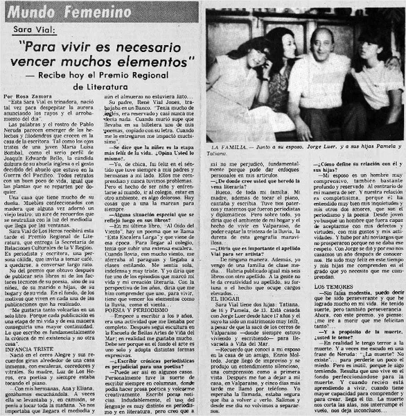 "Para vivir es necesario vencer muchos elementos" : [entrevistas] [artículo] Rosa Zamora.
