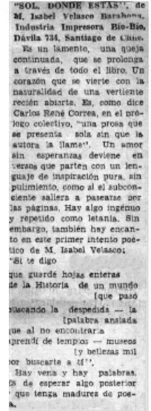 Sol, donde estás"  [artículo] Efraín Szmulewicz.