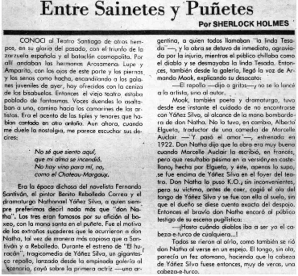 Entre sainetes y puñetes  [artículo] Sherlock Holmes.