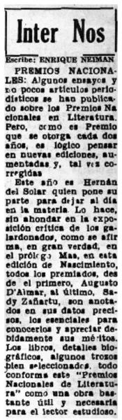 Premios Nacionales  [artículo] Enrique Neiman.