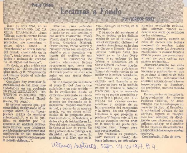 Lecturas a fondo  [artículo] Floridor Pérez.
