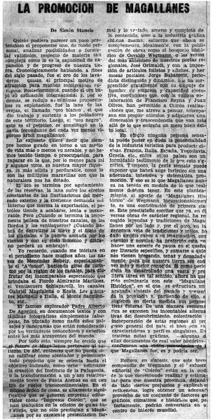 La promoción de Magallanes  [artículo] Simón Stancic.
