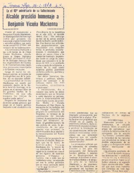 Alcalde presidió homenaje a Benjamín Vicuña Mackenna.  [artículo]
