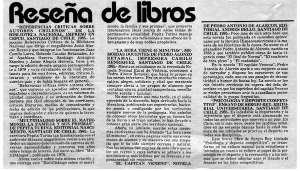Reseña de libros  [artículo] Marino Muñoz Lagos.