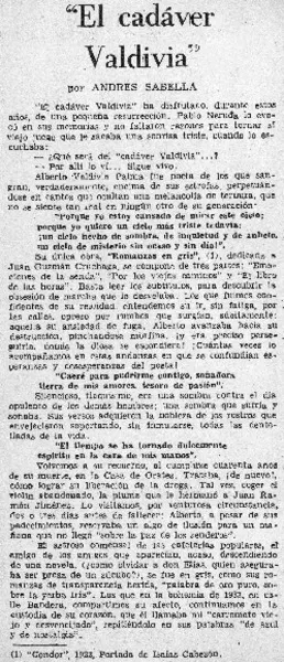 "El cadáver Valdivia"  [artículo] Andrés Sabella.