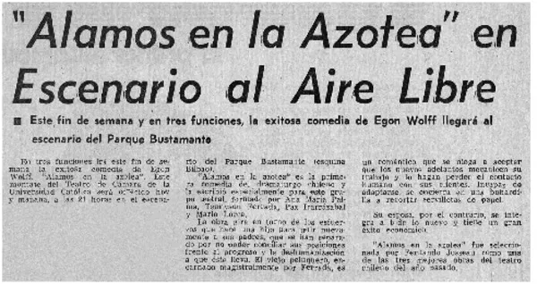 "Alamos en la azotea" en escenario al aire libre.  [artículo]