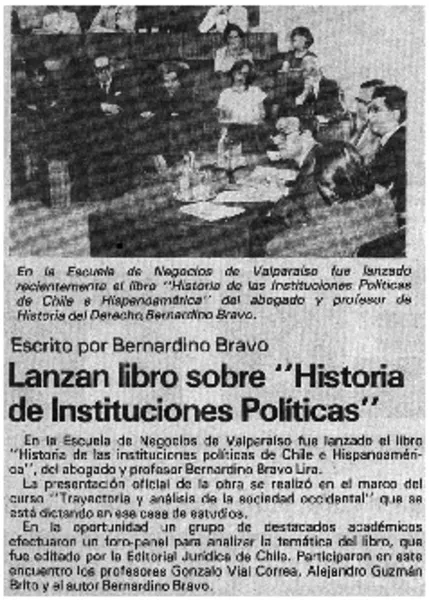 Lanzan libro sobre "Historia de Instituciones Políticas".  [artículo]