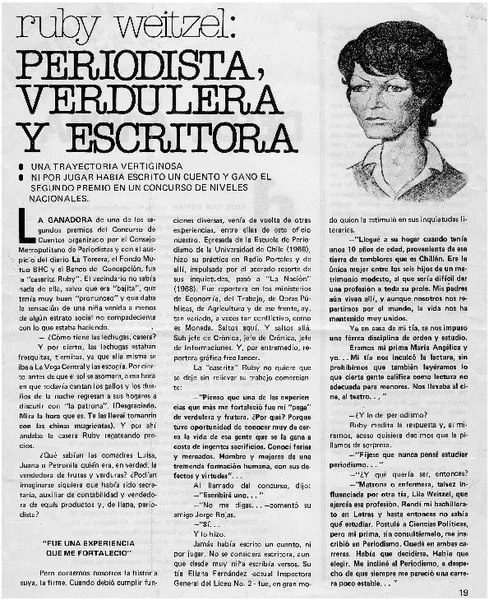 Periodista, verdulera y escritora : [entrevistas] [artículo]