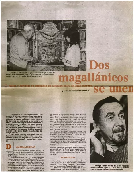 Dos magallánicos se unen para una misma realización teatral  [artículo] María Teresa Villafrade.