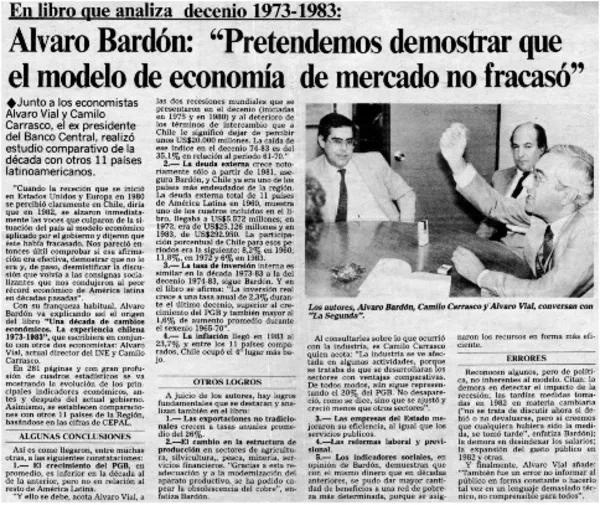 Alvaro Bardon, "Pretendemos demostrar que el modelo de economía de mercado no fracasó".  [artículo]