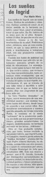 Los sueños de Ingrid  [artículo] Mario Mora.