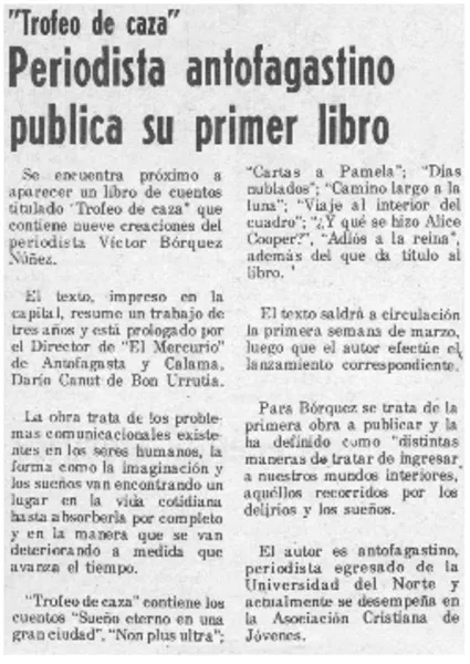 Periodista antofagastino publica su primer libro.  [artículo]