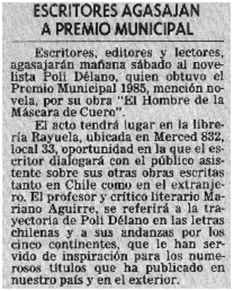 Escritores agasajan a premio municipal.  [artículo]