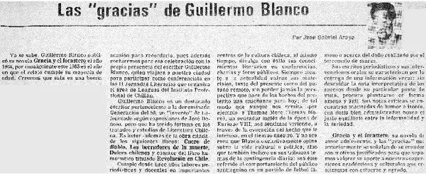 Las "gracias" de Guillermo Blanco  [artículo] Juan Gabriel Araya G.