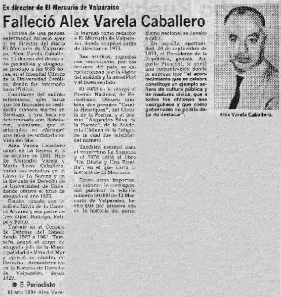 Falleció Alex Varela Caballero.  [artículo]