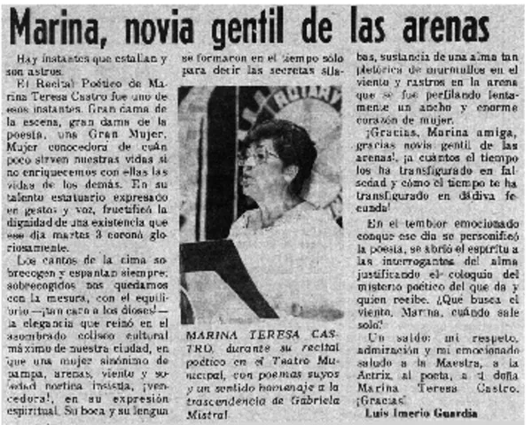 Marina, novia gentil de las arenas  [artículo] Luis Imerio Guardia.