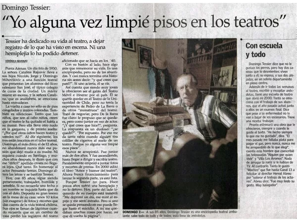 Yo alguna vez limpié pisos en los teatros"  [artículo] Verónica Marinao.