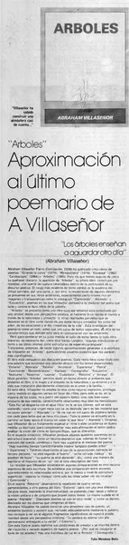 Aproximación al último poemario de A. Villaseñor  [artículo] Tulio Mendoza Belio.