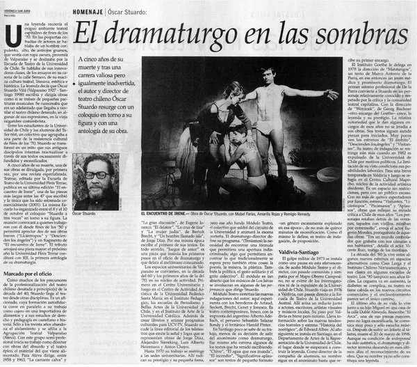 El dramaturgo en las sombras  [artículo] Verónica San Juan.