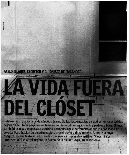 La vida fuera del clóset : [entrevistas] [artículo] Paula Coddou B.