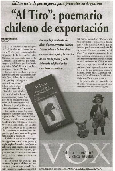 Al Tiro : poemario chileno de exportación  [artículo] Romina Irarrázabal F.