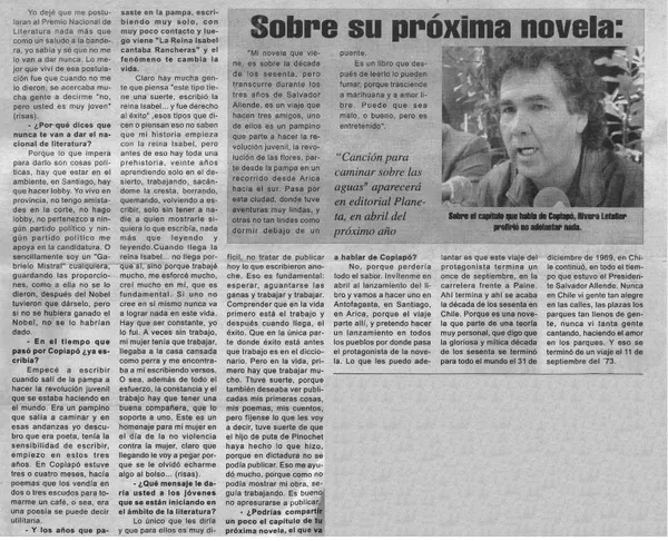 El capítulo de la matanza, creo que es uno de los episodios más fuertes de la novelística chilena : [entrevistas] [artículo] Jessica Acuña N.