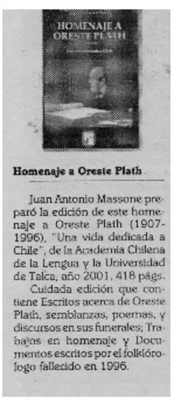Homenaje a Oreste Plath.  [artículo]