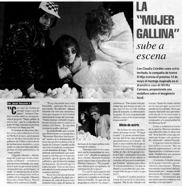 La mujer gallina" sube a escena  [artículo] Javier Ibacache V.
