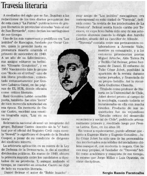 Travesía literaria  [artículo] Sergio Ramón Fuentealba.