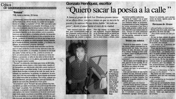 Quiero sacar la poesía a la calle" : [entrevistas] [artículo]