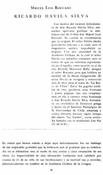 Ricardo Dávila Silva  [artículo] Miguel Luis Rocuant.