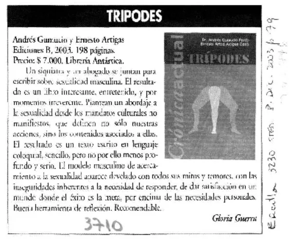Trípodes  [artículo] Gloria Guerra.