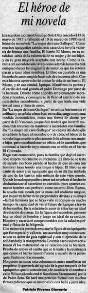 El héroe de mi novela  [artículo] Patricio Riveros Olavarría.