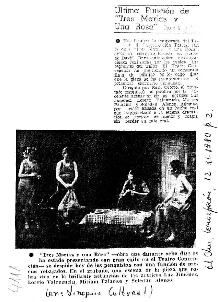 Última función de "Tres Marías y una Rosa"  [artículo]