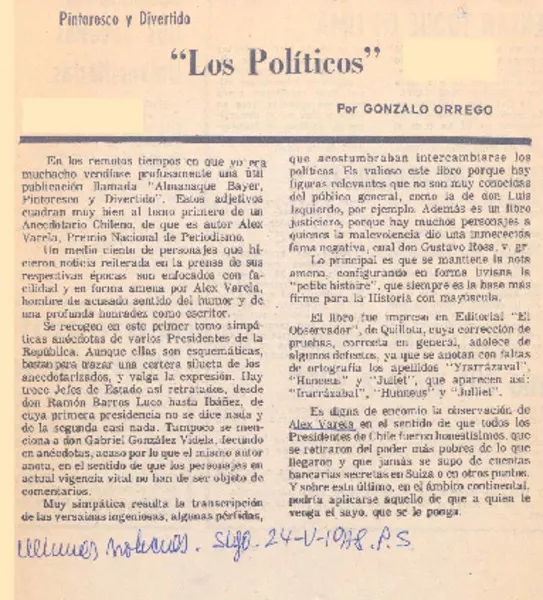 Los políticos  [artículo] Gonzalo Orrego.