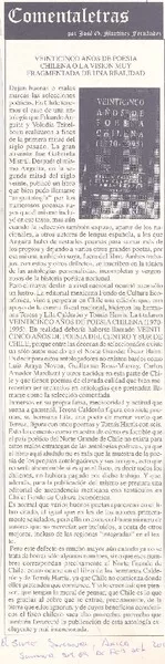 Veinticinco años de poesía chilena o la visión muy fragmentada de una realidad  [artículo] José G. Martínez Fernández.