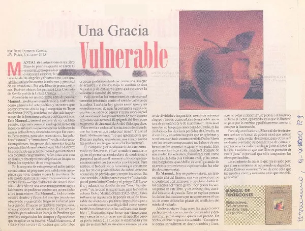 Una gracia vulnerable  [artículo] René Fuentes Gómez.