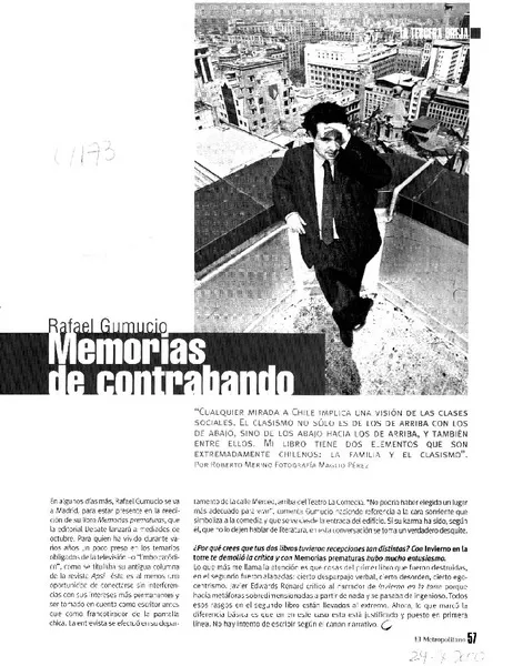 Memorias de contrabando : [entrevistas] [artículo] Roberto Merino.