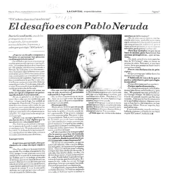 El desafío es con Pablo Neruda : [entrevistas] [artículo]