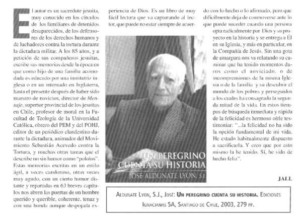 Un peregrino cuenta su historia  [artículo] Jall.